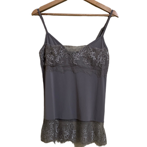Hotel Particulier Women's Grey Lace Trim Romantic Camisole‎ Y2K Style Size XS